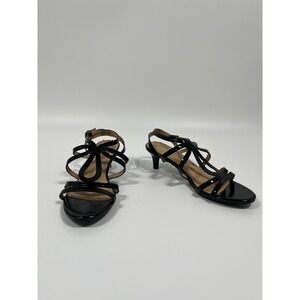Womens Strappy Kitten Heels 7 Black Minimalist Chic Wedding Guest Formal Event